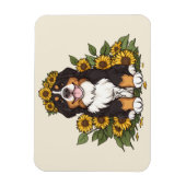 Magnet Flexible Cute Bernese Mountain Dog Wearing Sunflower Crown (Vertical)