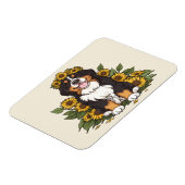 Magnet Flexible Cute Bernese Mountain Dog Wearing Sunflower Crown (Côté Gauche)