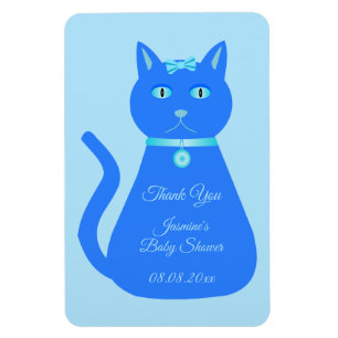 Magnet Flexible Cute Blue Baby Boy Chat Baby shower Personnalisé F