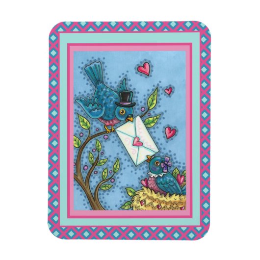 MAGNET FLEXIBLE CUTE BLUEBIRD SWEETHEARTS, INSÉPARABLE VALENTINE (Vertical)