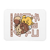 Magnet Flexible Cute Chat Riding Chocolat Lait Carton Kawaii Art (Horizontal)