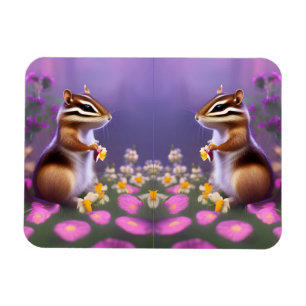 Magnet Flexible Cute Chipmunk en Fleurs