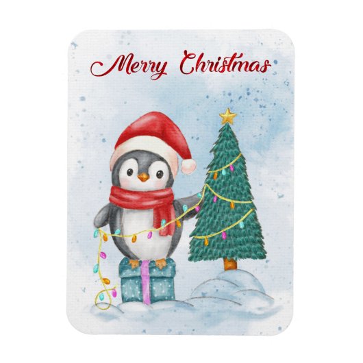Magnet Flexible Cute Christmas Penguin Decorating Tree with Lights (Vertical)