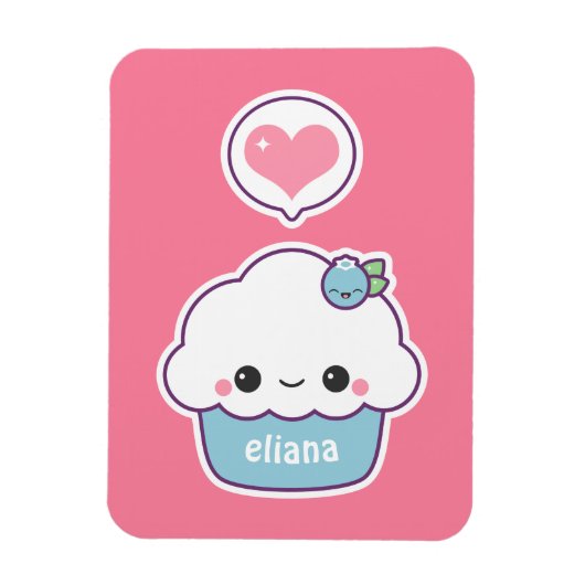 Magnet Flexible Cute Cupcake aux bleuets (Vertical)