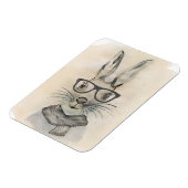 Magnet Flexible Cute drôle d'aquarelle lapin avec lunettes et écha (Côté Gauche)