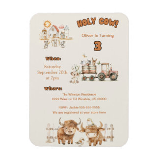 Magnet Flexible Cute Farm Theme Anniversaire Fête Garçon ou Fille