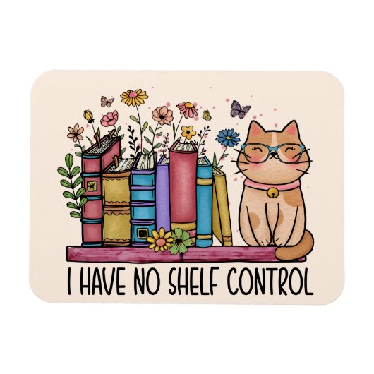 Magnet Flexible Cute Floral Livres et Chat (Horizontal)