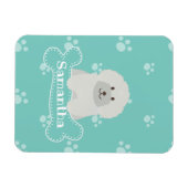Magnet Flexible Cute Fluffy Poodle blanc Amoureux des chiens chiot (Horizontal)