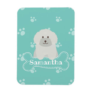Magnet Flexible Cute Fluffy Poodle blanc Amoureux des chiens chiot
