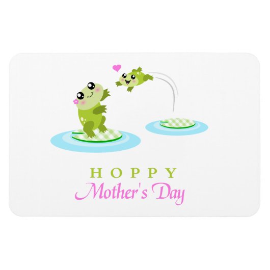 Magnet Flexible Cute Frog Hoppy Bonne fête des mères (Horizontal)