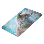 Magnet Flexible Cute Furry Fox sur Blue Grunge Arrière - plan (Côté Gauche)