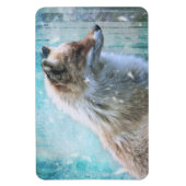 Magnet Flexible Cute Furry Fox sur Blue Grunge Arrière - plan (Vertical)