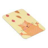 Magnet Flexible Cute Ginger Orange Cat Playing in Autumn Leaves (Côté Droit)