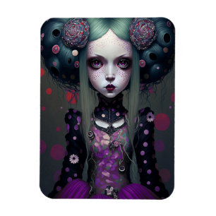 Magnet Flexible Cute Goth Girl Purple Black Imaginaire Art
