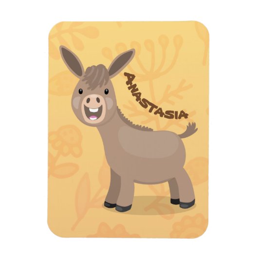 Magnet Flexible Cute happy miniature donkey cartoon illustration (Vertical)