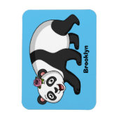 Magnet Flexible Cute happy panda bear with flower cartoon (Vertical)
