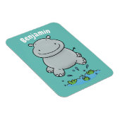 Magnet Flexible Cute hippo jumping cartoon illustration (Côté Droit)