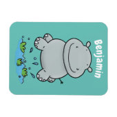 Magnet Flexible Cute hippo jumping cartoon illustration (Horizontal)