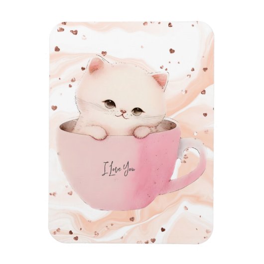 Magnet Flexible Cute Kitten dans une Tea up (Vertical)