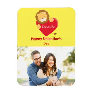 Magnet Flexible Cute Lion Photo Saint Valentin Jaune