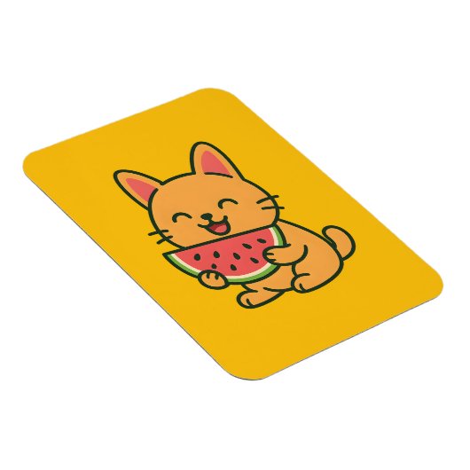 Magnet Flexible Cute Orange Chat Manger Aimant De Pastèque | Funny (Côté Droit)