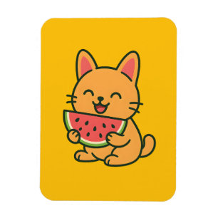 Magnet Flexible Cute Orange Chat Manger Aimant De Pastèque Funny