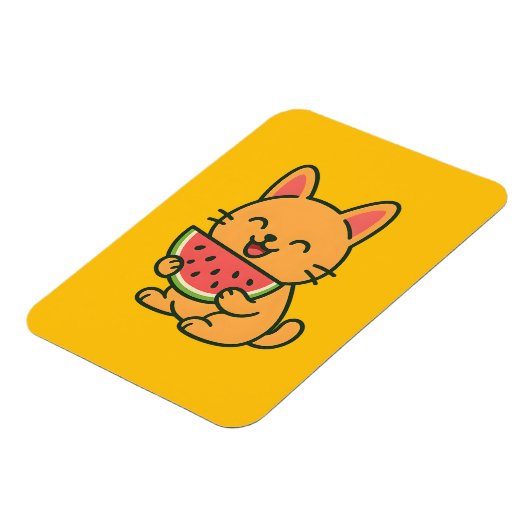 Magnet Flexible Cute Orange Chat Manger Aimant De Pastèque | Funny (Côté Gauche)