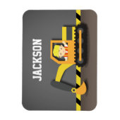 Magnet Flexible Cute Orange Excavator Construction Builder Garçon (Vertical)