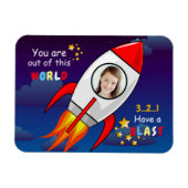 Magnet Flexible Cute Outer Space Rocket Ship Blast Off Birthday (Horizontal)
