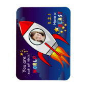 Magnet Flexible Cute Outer Space Rocket Ship Blast Off Birthday (Vertical)