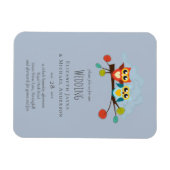Magnet Flexible Cute OWLS Themed Wedding Blue Orange (Horizontal)