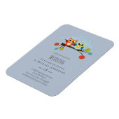 Magnet Flexible Cute OWLS Themed Wedding Blue Orange (Côté Gauche)