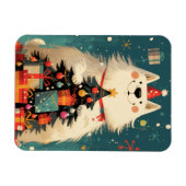 Magnet Flexible Cute Samoyed dog with Christmas holiday (Horizontal)