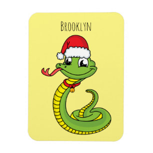 Magnet Flexible Cute serpent vert avec chapeau santa dessin animé