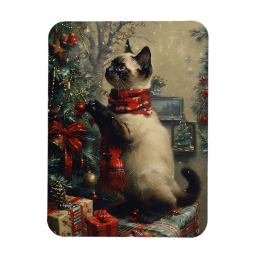 Magnet Flexible Cute Siamese Chat Noël Vintage Flexible (Vertical)