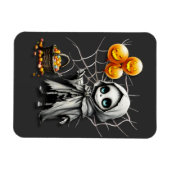 Magnet Flexible Cute Skeleton Girl with Pumpkin Balloons (Horizontal)