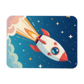 Magnet Flexible Cute space rocket blasting off (Horizontal)