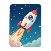 Magnet Flexible Cute space rocket blasting off (Vertical)