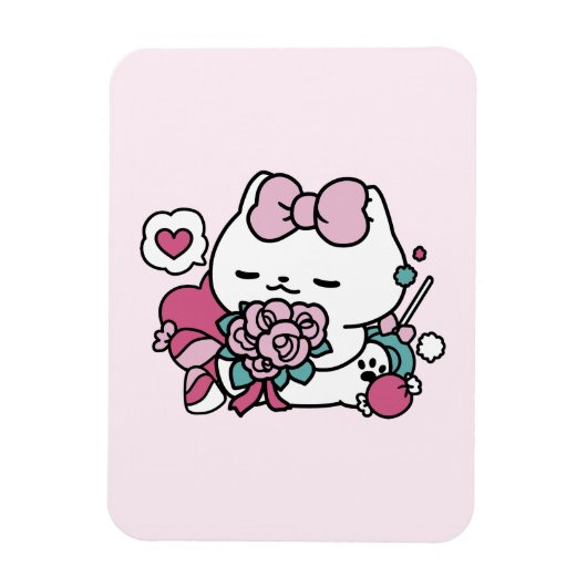 Magnet Flexible Cute Valentine's Cat Design - Feline the Love (Vertical)
