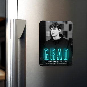 Magnet Flexible Cyan Neon moderne Diplôme de Photo Vertical