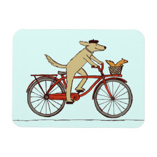 Magnet Flexible Cyclist Dog with Squirrel Friend - Fun Animal Art
