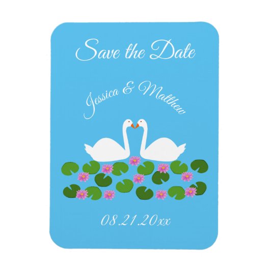 Magnet Flexible Cygnes blancs et coutume de mariage aux nénuphars (Vertical)