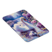 Magnet Flexible Cygnet blanc avec Roses violets (Côté Droit)