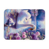 Magnet Flexible Cygnet blanc avec Roses violets (Horizontal)