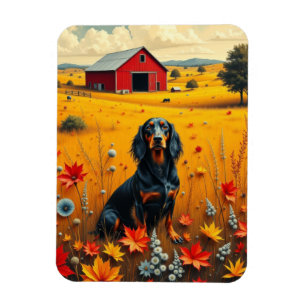 Magnet Flexible dachshund à la ferme en automne