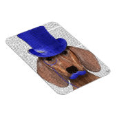 Magnet Flexible Dachshund avec chapeau bleu et moustache bleue (Côté Droit)
