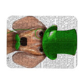 Magnet Flexible Dachshund avec chapeau vert et moustache (Horizontal)