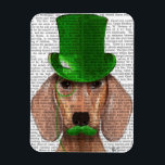 Magnet Flexible Dachshund avec chapeau vert et moustache<br><div class="desc">Animaux</div>