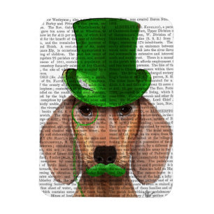 Magnet Flexible Dachshund avec chapeau vert et moustache