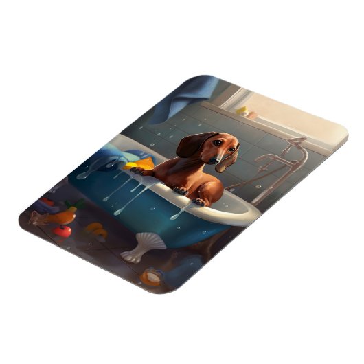 Magnet Flexible Dachshund Bathtime Fun (Côté Gauche)
